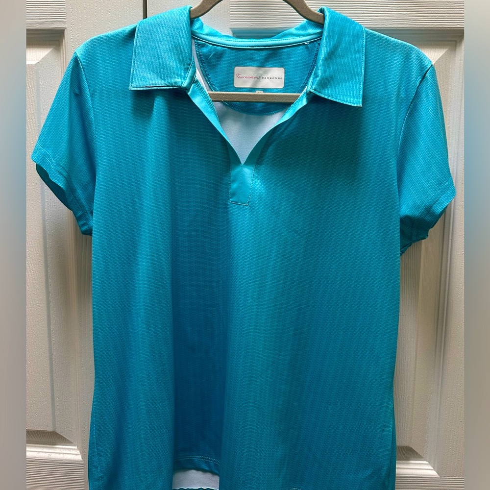 Tournament Collection pickle,golf,tennis agua patterned shirt. Size L